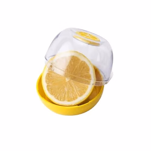 Joie Fresh Flip Pod Lemon Storage Container with Snap-On Lid, Yellow and Transparent, BPA-Free and Dishwasher Safe
