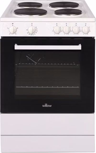 Willow 68L Freestanding Single Cavity Electric Cooker with Solid Plate and Grill, White