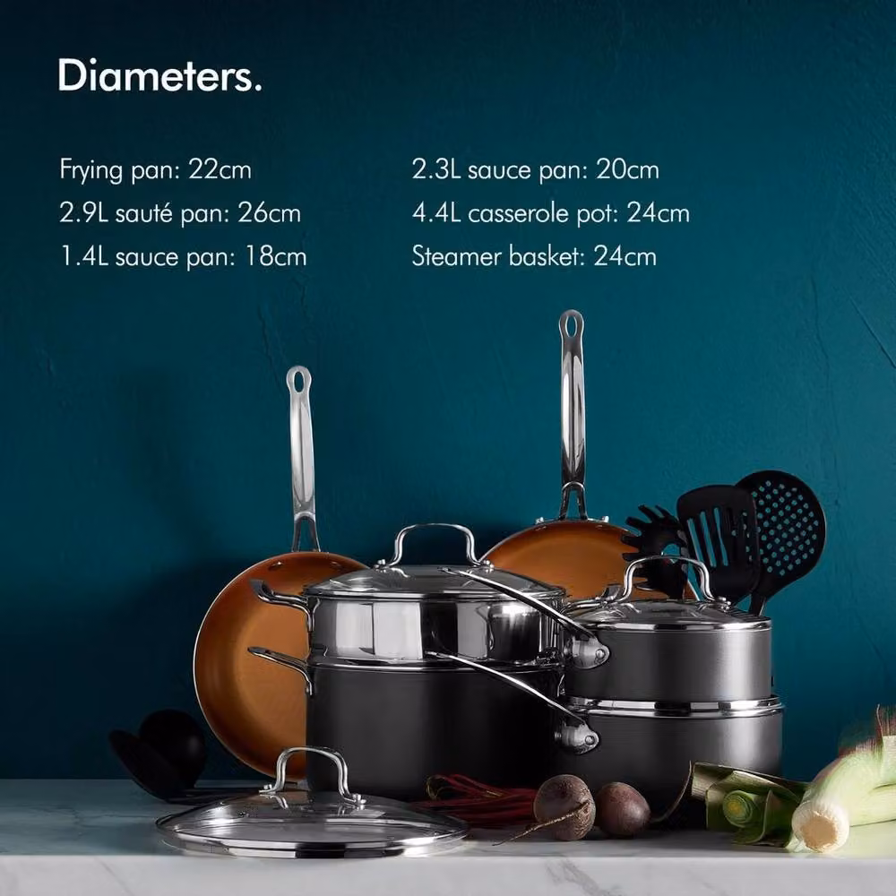 NESTLUNE 11 Piece Non-Stick Pots and Pans Set with Utensils in Grey, W/D/H: 100 x 15 x 15 cm – 3