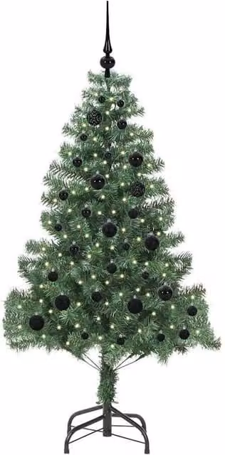 Berkfield Home Lush Green PVC Christmas Tree with 150 LEDs and Stand, Height: 150 cm – 1