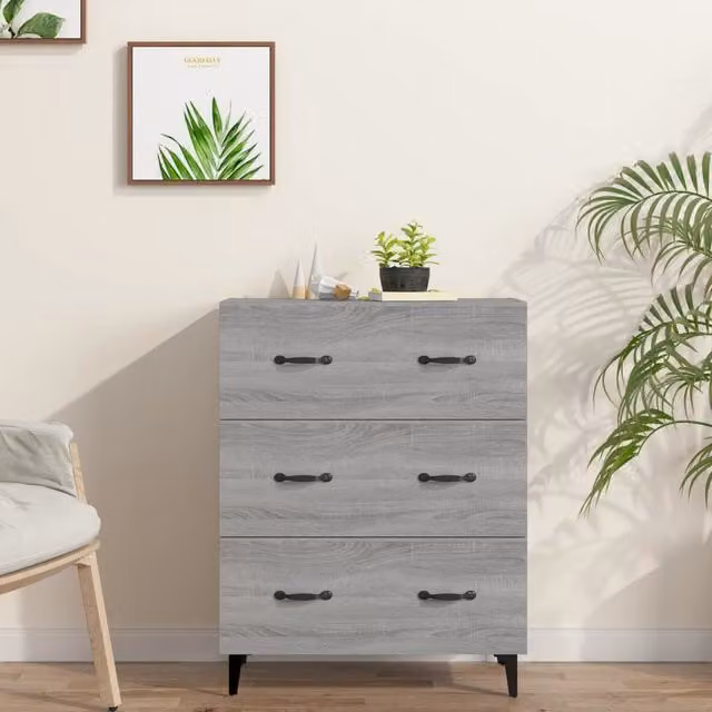 Berkfield Home Grey Sonoma Sideboard in Engineered Wood W/D/H: 69.5 x 34 x 90 cm