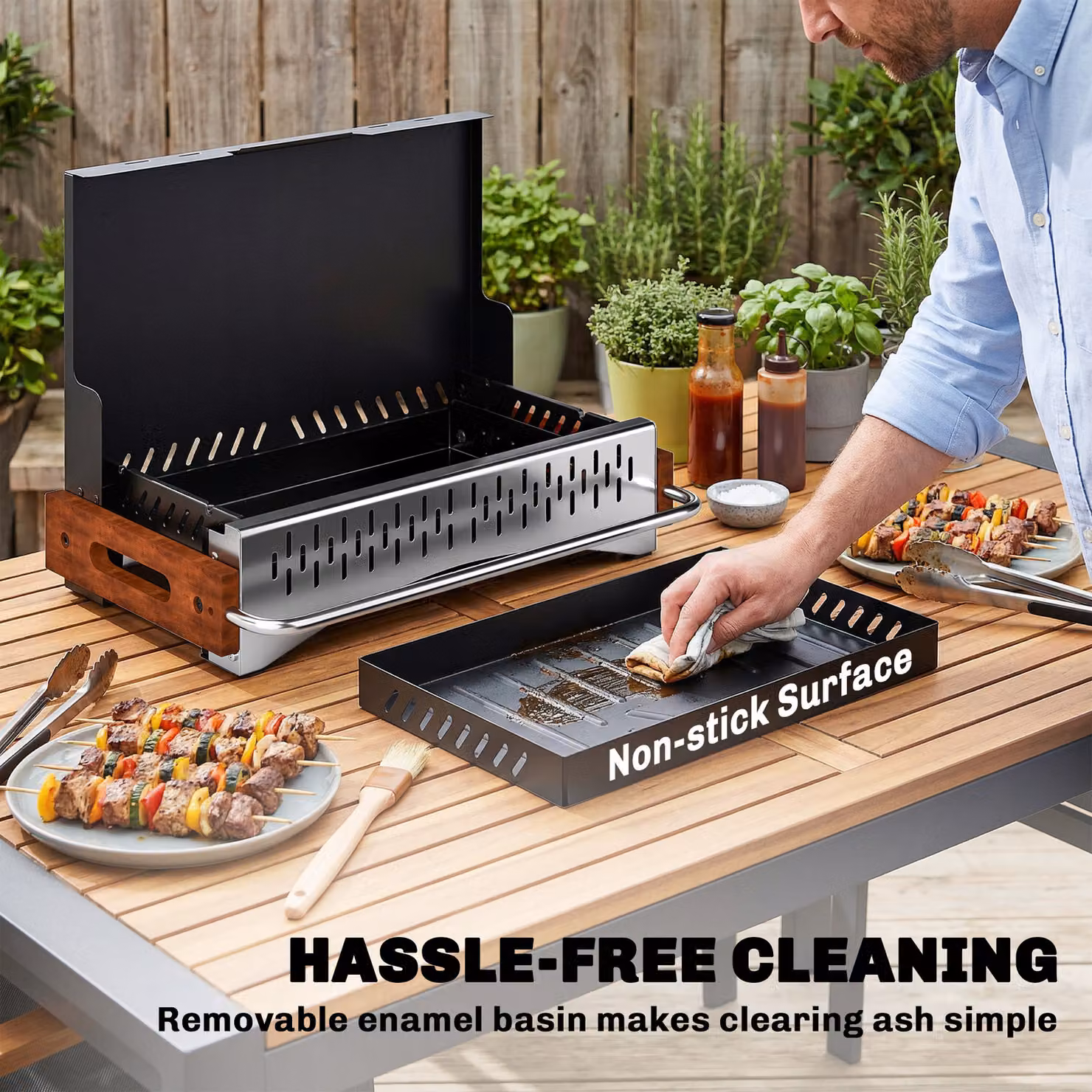 Outsunny Portable Folding Charcoal BBQ Grill in Black – 7