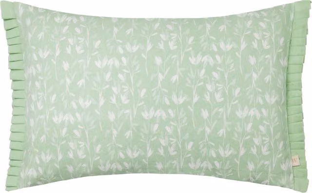 Make it a Home Belle Floral Cotton and Polyester Cushion in Green