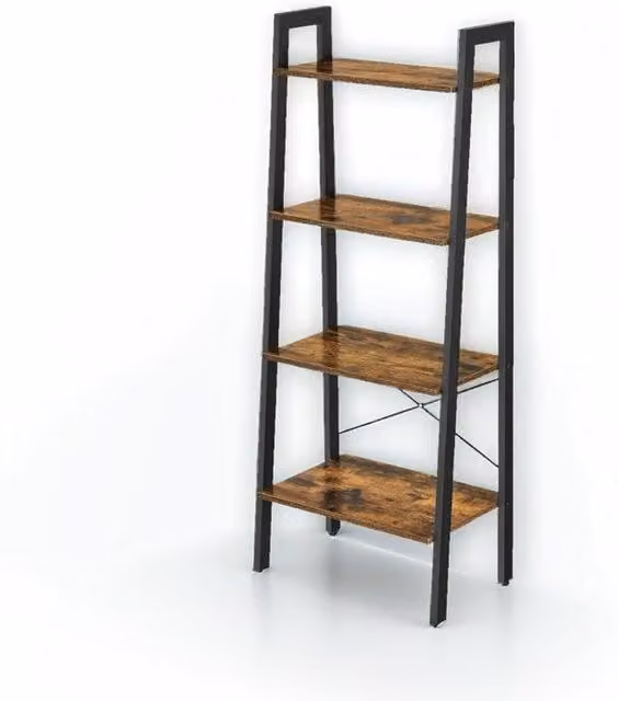 Modcraft 4 Tier Rustic Ladder Shelf in Brown and Black