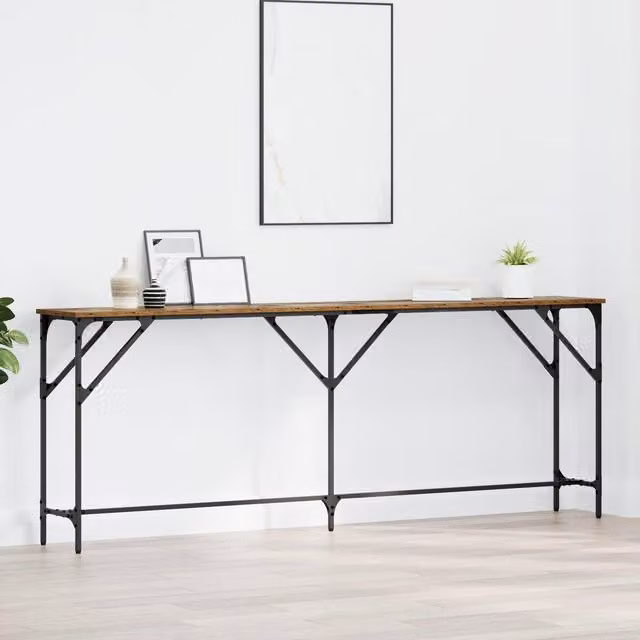 Berkfield Home Industrial Console Table in Brown, W/D/H: 200 x 29 x 75 cm – 1
