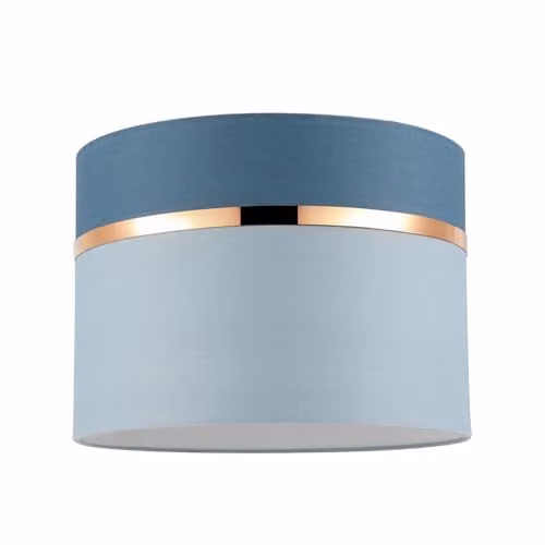 Happy Homewares Modern Sky and Cobalt Blue Cotton Fabric Cylinder Lamp Shade with Shiny Copper Ring, W/D/H: 25 x 25 x 18 cm – 1
