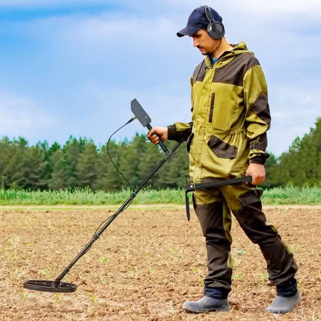 OUTSUNNY Gold Metal Detector with DSP Chip and 5 Professional Modes in Dark Grey