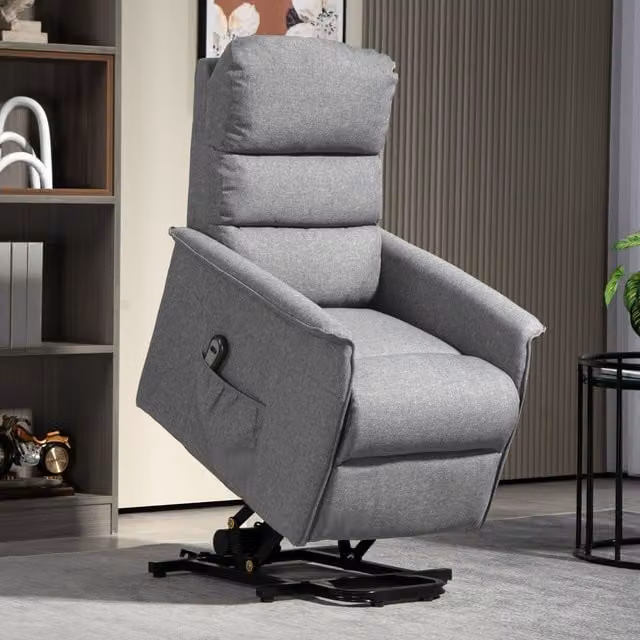 HOMCOM Electric Power Lift Recliner with Spring Pack Seat in Grey Fabric