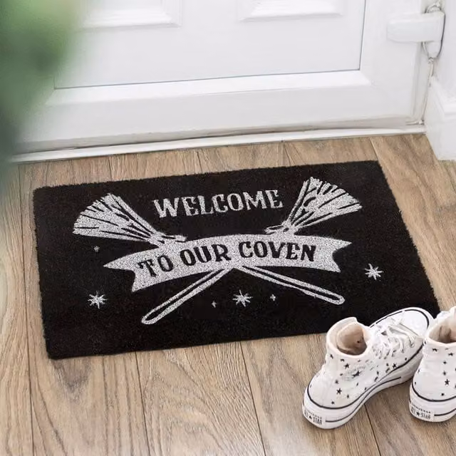Uniqueful Black Welcome to Our Coven Coir Doormat, W: 260 cm, D: 40 cm