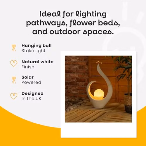 ValueLights Solar Powered Large Abstract Ornament Statue Light in White – 2