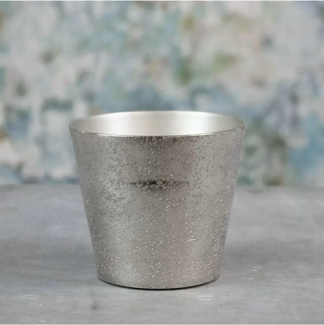 KDMD Mayfair Long Tom Planter Medium in Silver and Bronze Rustic Metal Tabletop Design