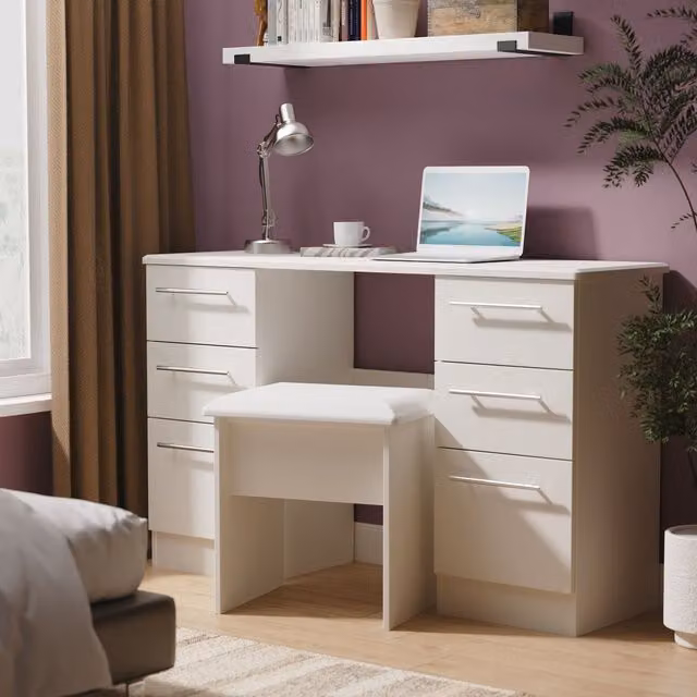 2 U Carlton 6 Drawer Kneehole Desk in Grey