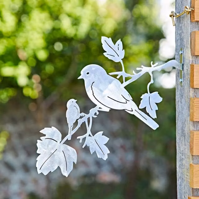 Paper High Silver Bird Silhouette Metal Garden Art Sculpture – 1