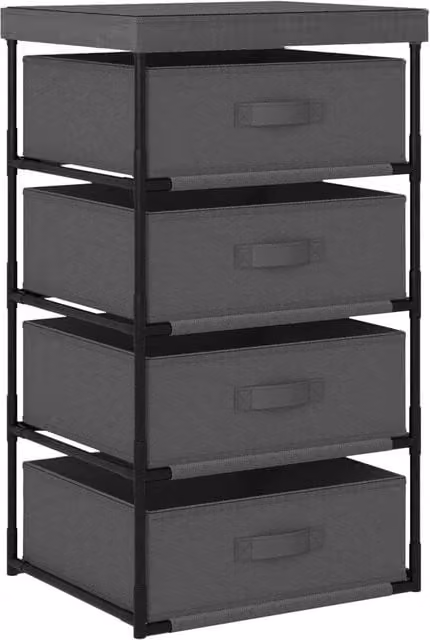 Berkfield Home Freestanding Metal Storage Rack in Grey with 4 Baskets – 1