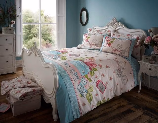 Smart Living Free Spirit Polycotton Floral Printed Duvet Cover and Pillowcase Set, Multicolour, W: 90 cm, L: 200 cm
