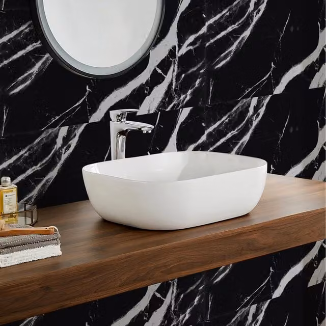 Livingandhome 10-Pack Black Marble Self-Adhesive Abstract Wall Stickers