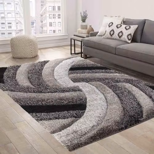 Serdim Rugs California Soft 3D Shimmer Shaggy Living Room Area Rug, Grey, W: 200 cm, D: 290 cm – 2