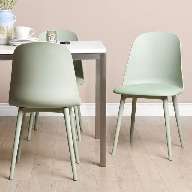 Wyld and Coco Set of 2 Green Faux Leather Padded Dining Chairs