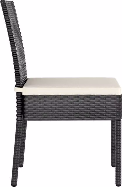 Berkfield Home Modern Garden Dining Chairs, 2 Piece Set, Black Poly Rattan and Steel, H 88 x W 57 x D 44 cm
