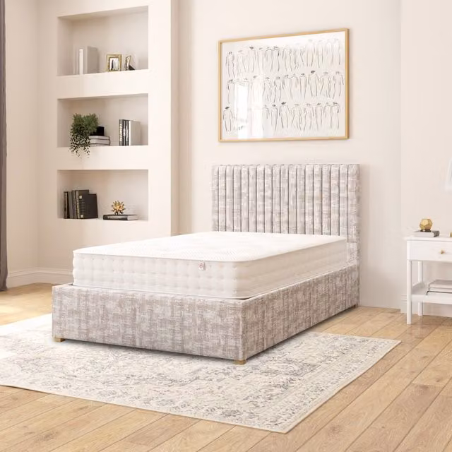 Aspire Modern Upholstered Velvet Ottoman Storage Bed in Grey, W/D/H: 120 x 200 cm
