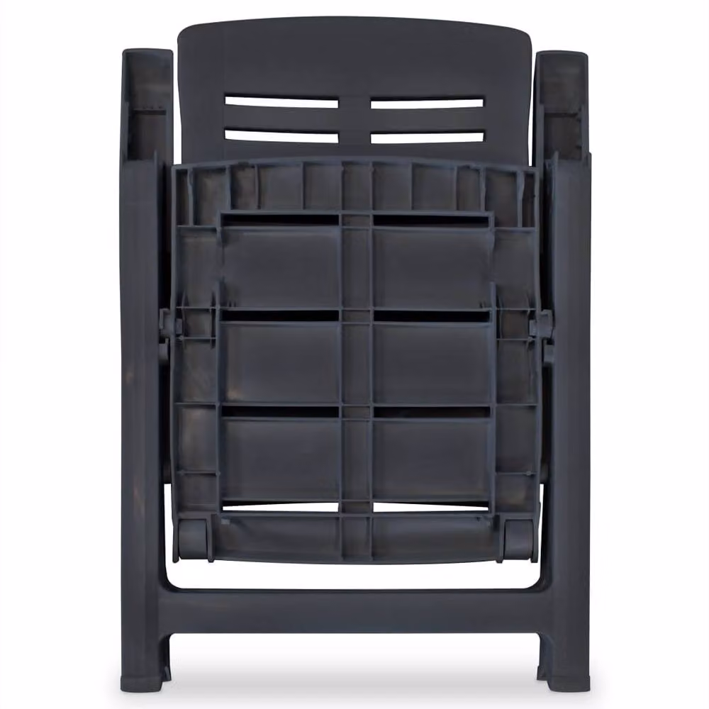 Berkfield Home Reclining Garden Chairs, 2 Piece Set in Anthracite and Black Plastic – 4