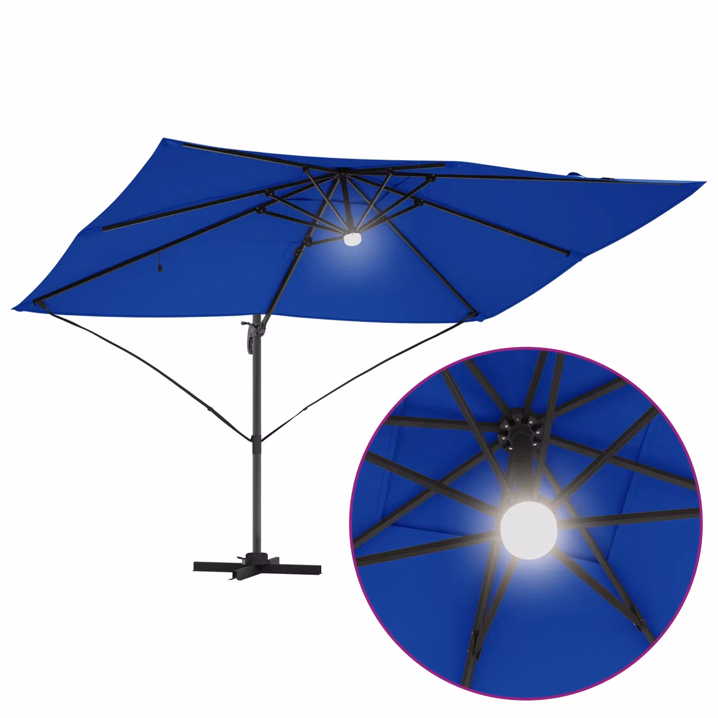 Berkfield Home Azure Blue Cantilever Garden Umbrella with Polyester Canopy – 6