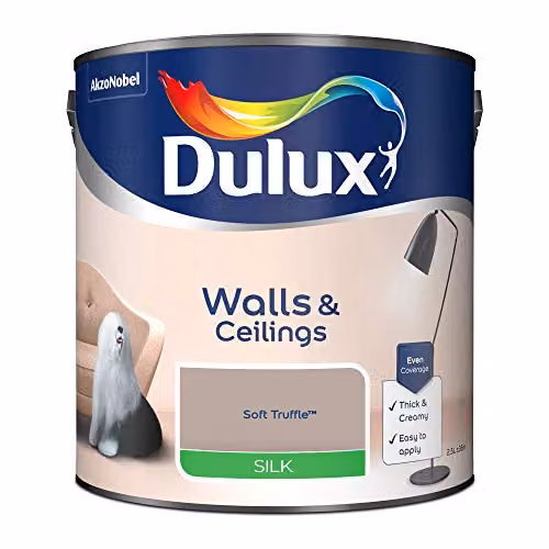 Dulux Water Based Satin Gloss Dispersion Paint in Brown and Beige, 2.5 Litres – 2
