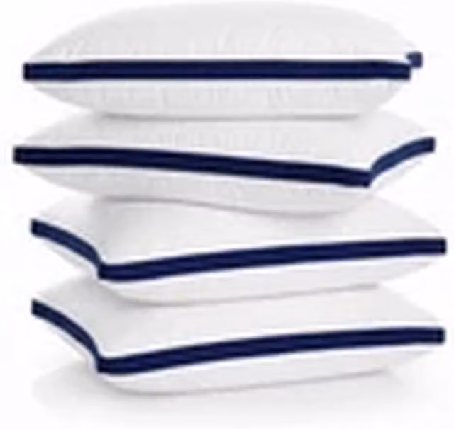 EONLION Set of 4 Soft White Hollow Fibre and Microfibre Hotel Quality Pillows for Neck and Back Support