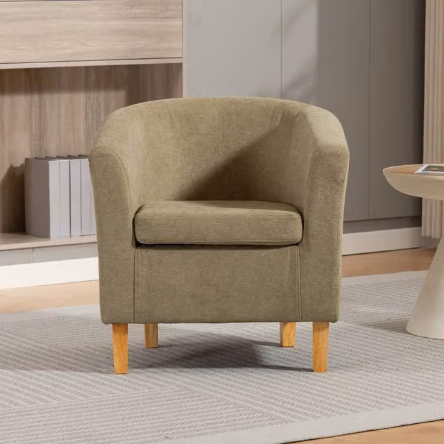 Artemis Home Millie Fabric Accent Chair in Green with Solid Wood Frame