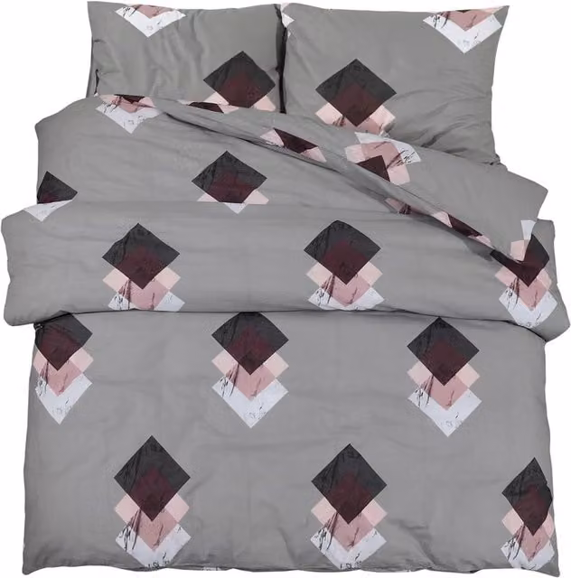 Berkfield Home Grey Cotton Duvet Cover and Pillowcase Set, W: 140 cm, H: 200 cm