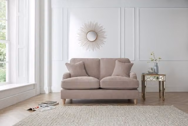 The Great Sofa Company Orla 2 Seater Upholstered Sofa in Beige Manhattan Ice