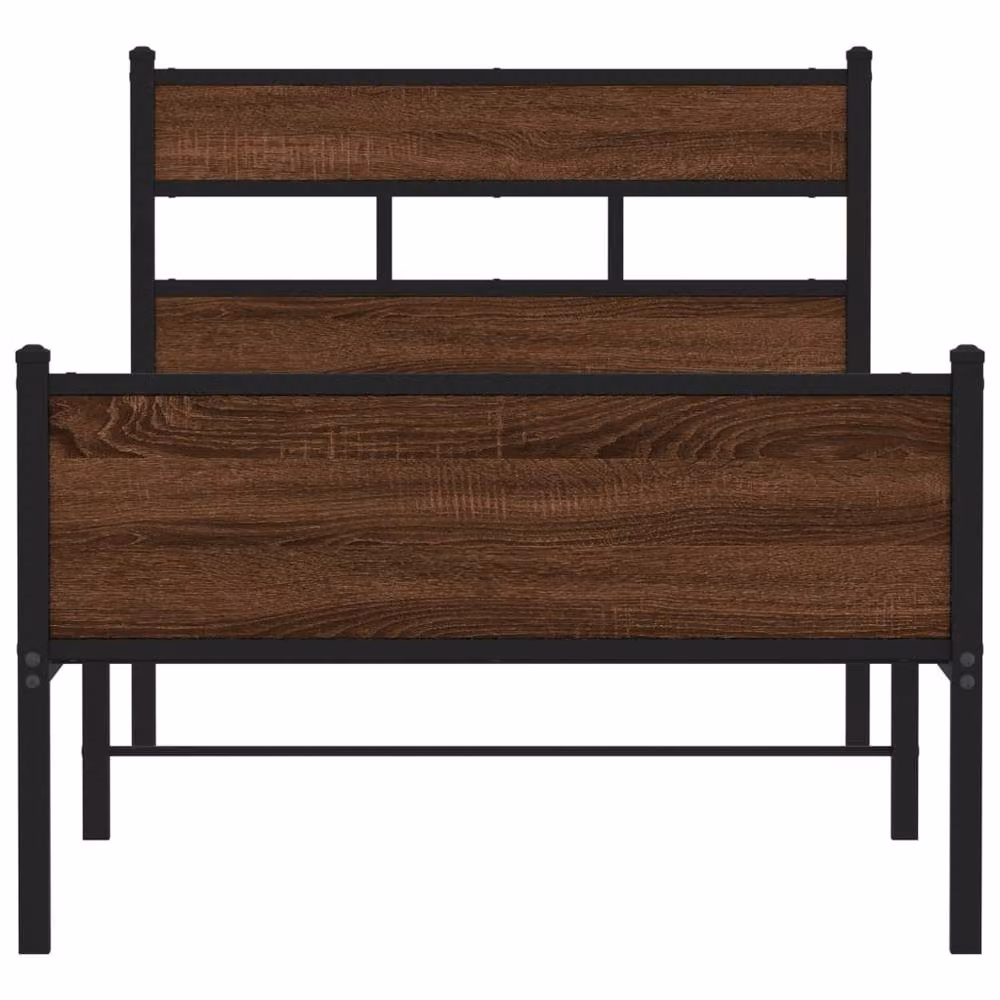 Berkfield Home Small Single Wood Bed Frame in Brown Oak, W/D/H: 75 x 190 cm – 4