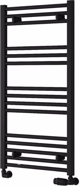 Bathroom Kingdom Capo Black Straight Heated Towel Rail, W: 50 cm, H: 100 cm