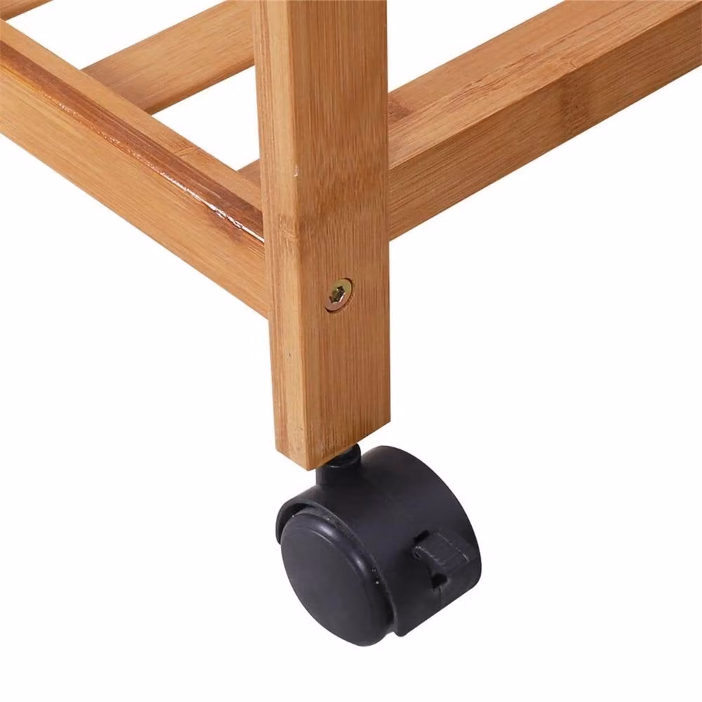 NESTLUNE Wooden Floor Stand Garment Rail in Brown – 2