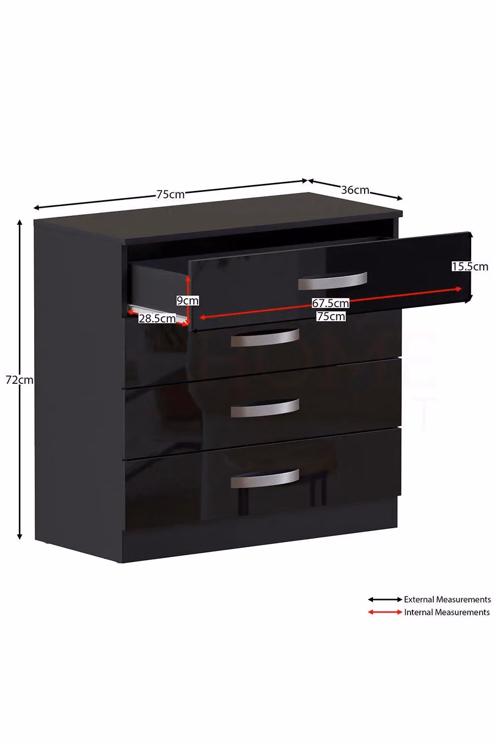 Vida Designs Hulio 4 Drawer Chest of Drawers in Black – 2