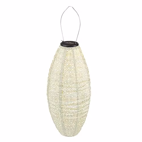 Lights4fun Tyvek Green Moroccan Hanging Solar Lantern IP44 Waterproof W/D/H: 45 x 20 x 20 cm – 2