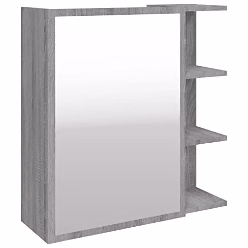 vidaXL Grey Sonoma Bathroom Mirror Cabinet with Hinged Doors, W/D/H: 62.5 x 20.5 x 64 cm – 1