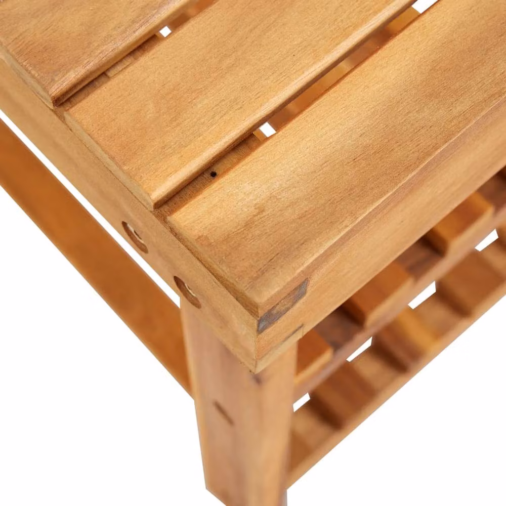 Berkfield Home Rustic Acacia Wood Shoe Rack, Brown, W/D/H: 90 x 32 x 46 cm – 3