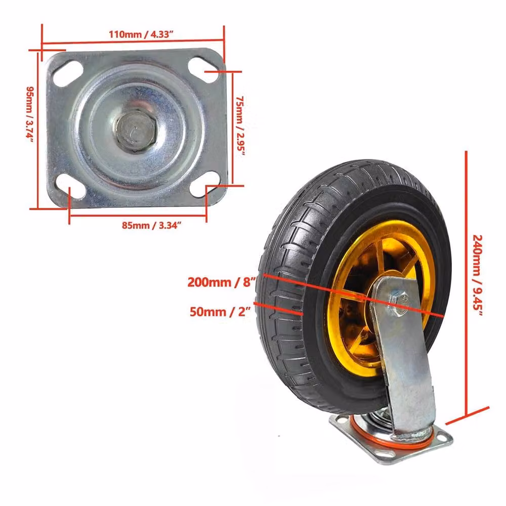 NESTLUNE Heavy Duty Solid Rubber Industrial Caster Wheels, Black – 2
