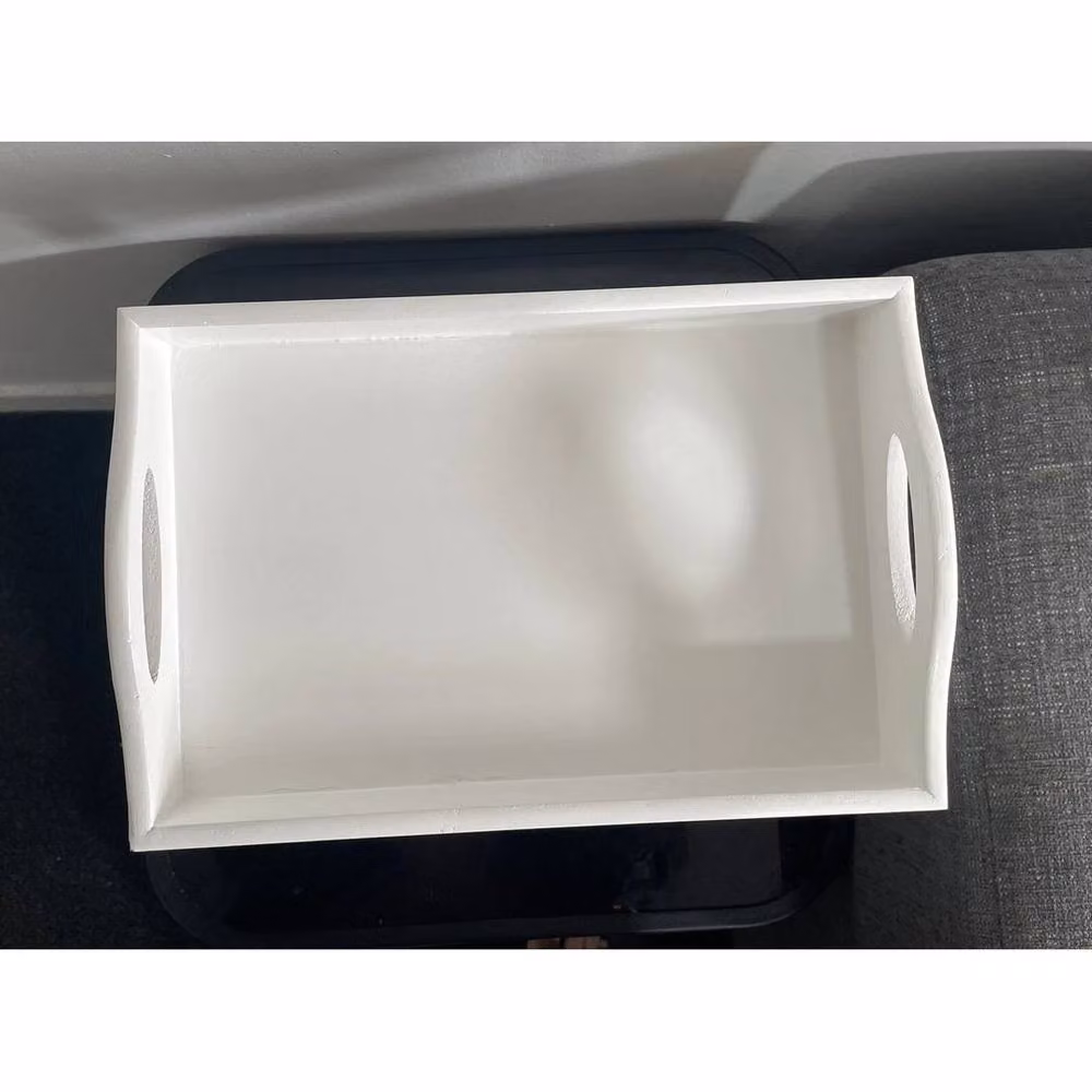 FORGEVIO Wooden Sofa Arm Rest Tray and Remote Organiser in White – 4