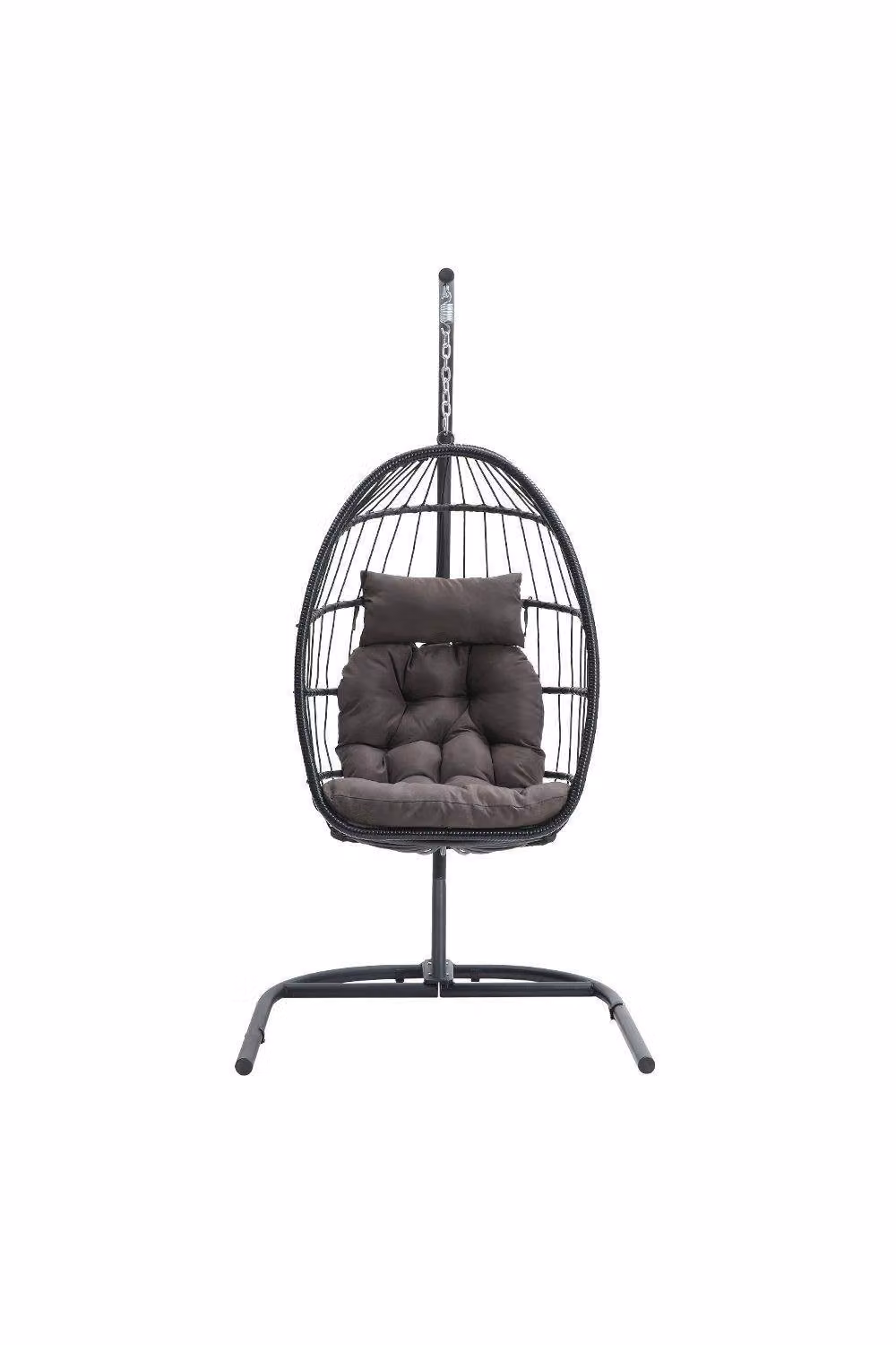 Garden Sanctuary Modern Outdoor Hanging Egg-Shaped Chair in Black – 2