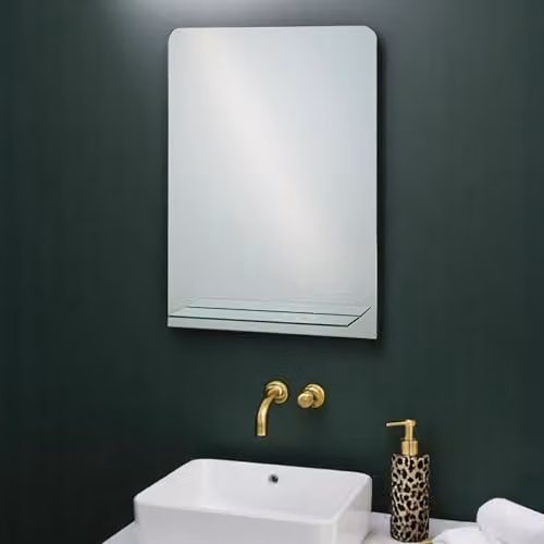 Showerdrape Rochester Modern Rectangular Frameless Wall Mounted Bathroom Mirror in Silver, W: 70 cm, H: 50 cm – 4