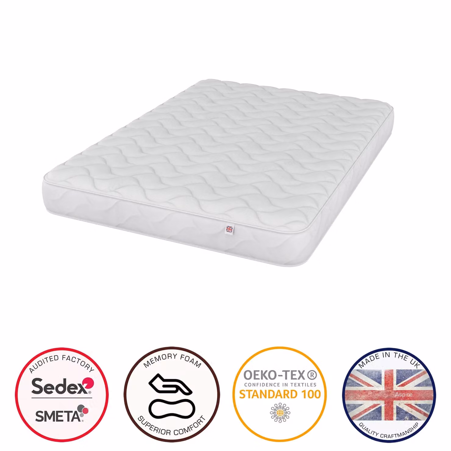 Catherine Lansfield Bonnell Luxe White Memory Foam Hybrid Mattress, W/D/H: 120 x 200 cm – 2