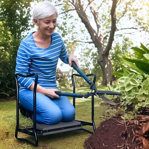 Outsunny 2 in 1 Folding Garden Kneeler and Foam Seat Bench, Grey – 6