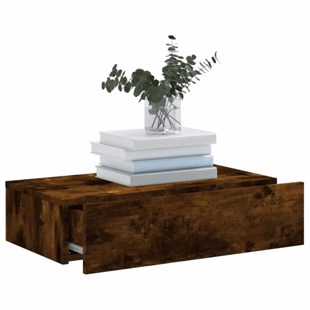 Berkfield Home Modern TV Cabinet with LED Lights in Smoked Oak Brown, W: 60 cm, D: 35 cm, H: 15.5 cm – 4