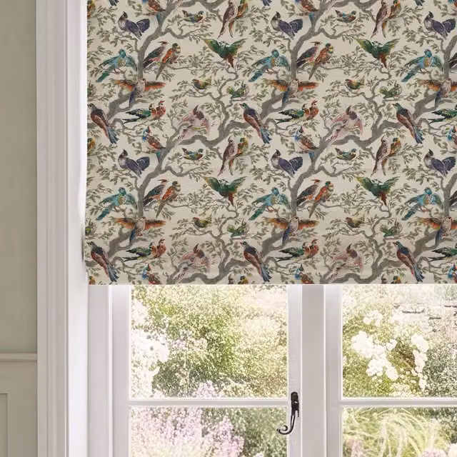 House Llewelyn-Bowen Birdity Absurdity Printed Made To Measure Blackout Roman Blind in Multicolour and White