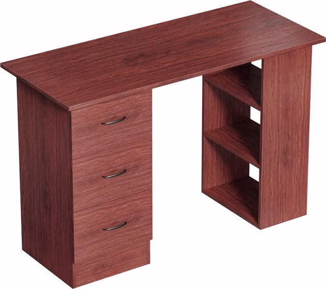 HOMCOM Computer Desk and Writing Table with 3 Storage Shelves and Drawers in Brown – 1