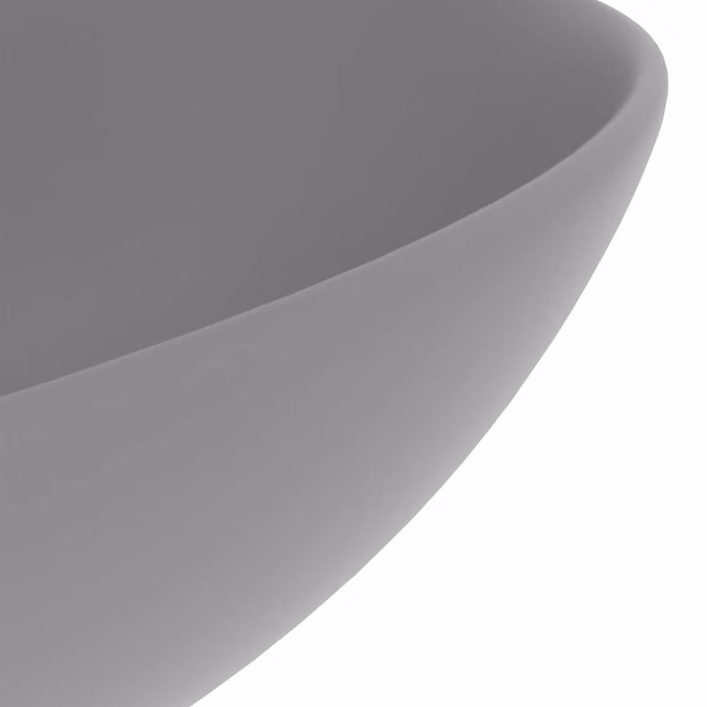 Berkfield Home Round Ceramic Countertop Bathroom Sink in Light Grey – 4
