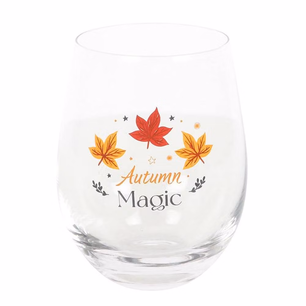 Uniqueful Autumn Magic Stemless Glass Tumbler, Multicolour and Gold, 550ml – 2