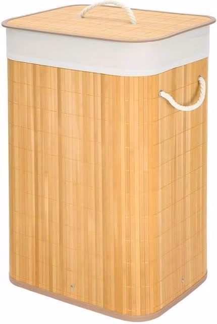 EONLION Foldable Bamboo Laundry Basket, 72L, Beige
